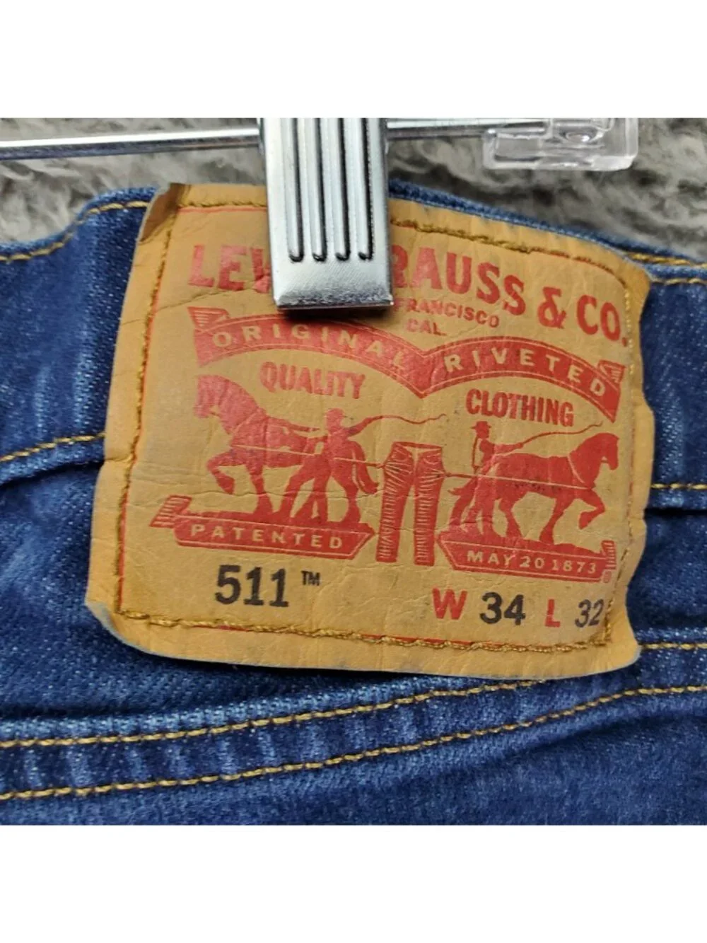 Levis Jeans Mens 34x32 Blue 511 Slim Fit Stretch Denim Classic 5-Pocket *Read*